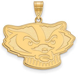 Image of Gold Plated Sterling Silver University of Wisconsin Lg Pendant LogoArt GP061UWI