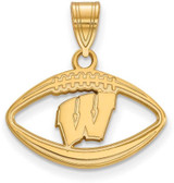 Image of Gold Plated Sterling Silver University of Wisconsin Pendant Football by LogoArt