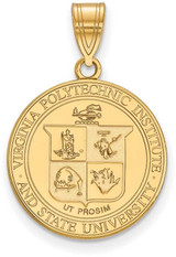Image of Gold Plated Sterling Silver Virginia Tech Large Pendant by LogoArt (GP063VTE)