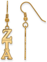 Image of Gold Plated Sterling Silver Zeta Tau Alpha Dangle Medium Earrings by LogoArt