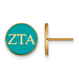 Gold Plated Sterling Silver Zeta Tau Alpha Enamel Post Earrings LogoArt GP031ZTA