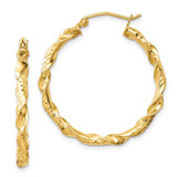 Image of 30mm Gold-Plated Sterling Silver 30mm Shiny-Cut Twisted Hoop Earrings