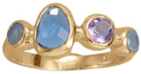 Image of Gold-plated Sterling Silver Amethyst, Chalcedony and Hydro Glass Ring