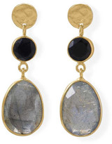 Image of Gold-plated Sterling Silver Black Onyx and Labradorite Post Earrings