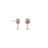 Image of Gold-plated Sterling Silver CZ Red Wine Glass Stud Earrings