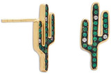 Image of Gold-plated Sterling Silver CZ Saguaro Cactus Stud Earrings