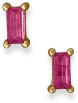 Image of Gold-plated Sterling Silver Fuschia Baguette CZ Earrings