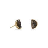 Image of Gold-plated Sterling Silver Half Moon Labradorite Stud Earrings