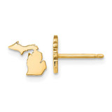 Image of 8.03mm Gold-Plated Sterling Silver Michigan MI Small State Stud Earrings