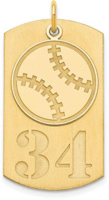 Image of Gold-Plated Sterling Silver Personalized 2-piece Baseball Dog Tag Pendant