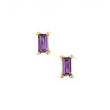 Image of Gold-plated Sterling Silver Purple Baguette CZ Earrings