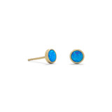 Image of Gold-plated Sterling Silver Synthetic Blue Opal Stud Earrings