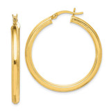 Image of 29mm Gold-Tone Sterling Silver 35mm Grooved Hoop Earrings