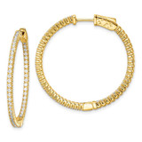 Image of 32mm Gold-Tone Sterling Silver CZ In and Out Round Hoop Earrings QE7562Y