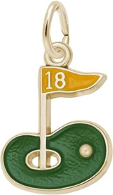 Image of Golf Green & Yellow Enamel Charm (Choose Metal) by Rembrandt