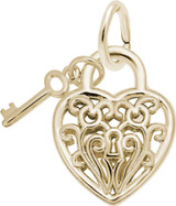 Image of Heart w/ Key 3D Charm (Choose Metal) by Rembrandt