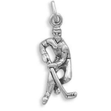 Image of Hockey Player Charm 925 Sterling Silver