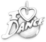 Image of I Love Dance Charm 925 Sterling Silver
