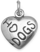 Image of I Love DOGS Charm 925 Sterling Silver