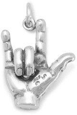 Image of I Love You Hand Sign Charm 925 Sterling Silver