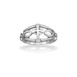 Image of Ichthys and Cross Design Oxidized Ring 925 Sterling Silver