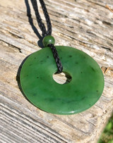 Natural Untreated Nephrite Jade Pi (Donut) Pendant