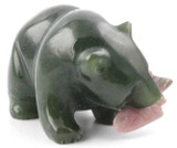 Image of Jade Grizzly Bear With Rhodonite Fish (HNW-177-1)