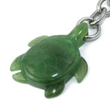 30mm Natural Untreated Nephrite Jade Turtle Keychain
