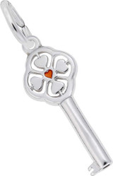 Image of Key 4 Heart Red Ctr Charm (Choose Metal) by Rembrandt