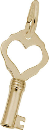 Image of Key w/ Heart Plain Charm (Choose Metal) by Rembrandt
