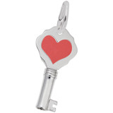 Image of Key w/ Red Heart Charm w/ Red Enamel (Choose Metal) by Rembrandt