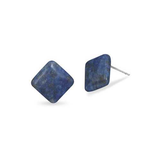 Image of Kite Shape Lapis Button Earrings 925 Sterling Silver - LIMITED STOCK