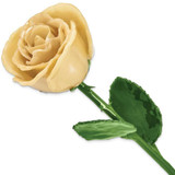 Image of Lacquer Dipped Natural Cream Rose w/Green Leaves & Stem