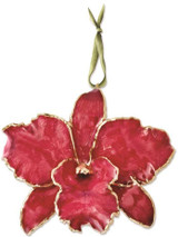Image of Lacquer Dipped Red Cattleya Orchid Ornament