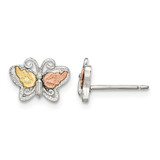 8mm Landstroms Mt Rushmore Black Hills 925 Silver & 12K Gold Butterfly Stud Earrings