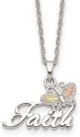 Image of Landstroms Mt Rushmore Black Hills 925 Silver&12K Gold Faith Butterfly Necklace