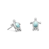 Image of Larimar Turtle Stud Earrings 925 Sterling Silver