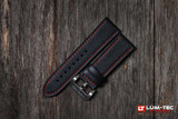 Image of Lum-Tec Watches - Replacement Parts - 24/22mm Black Leather w/ Red Stitch Strap