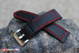 Image of Lum-Tec Watches - Replacement Parts - 24mm Valley View Red Stitch Leather Strap - (22mm Buckle NOT Included)