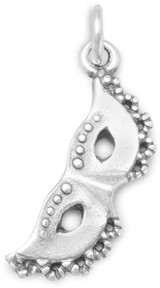 Image of Mardi Gras Mask Charm 925 Sterling Silver