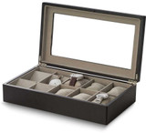 Image of Matte Black Wood Finish 6-Wrist and 4-Pocket Watch Case w/Glass Top (Gifts)