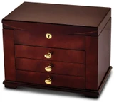 Image of Matte Cherry Finish Poplar Veneer Jewelry Chest w/ Side Doors