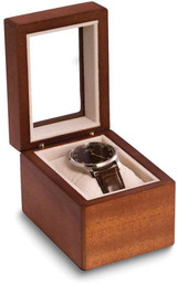 Image of Matte Cherry Wood Finish Single Watch Case w/Glass Window (Gifts)