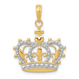 Image of Mens 14K Yellow Gold and Rhodium Crown Pendant M2855
