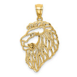 Image of Mens 14K Yellow Gold Shiny-Cut Lion Profile Pendant