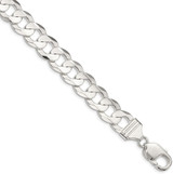 Image of Mens 9" Sterling Silver 11.9mm Concave Beveled Curb Chain Anklet