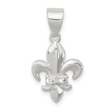Image of Mens Sterling Silver CZ Fleur De Lis Pendant QP1131