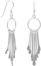 Image of Open Circle/9 Bar Earrings on French Wire 925 Sterling Silver - LIMITED STOCK