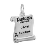 Image of Opened Diploma Black Enamel Charm (Choose Metal) by Rembrandt