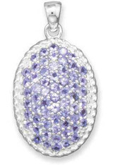 Image of Oval Pave Tanzanite Pendant 925 Sterling Silver - LIMITED STOCK